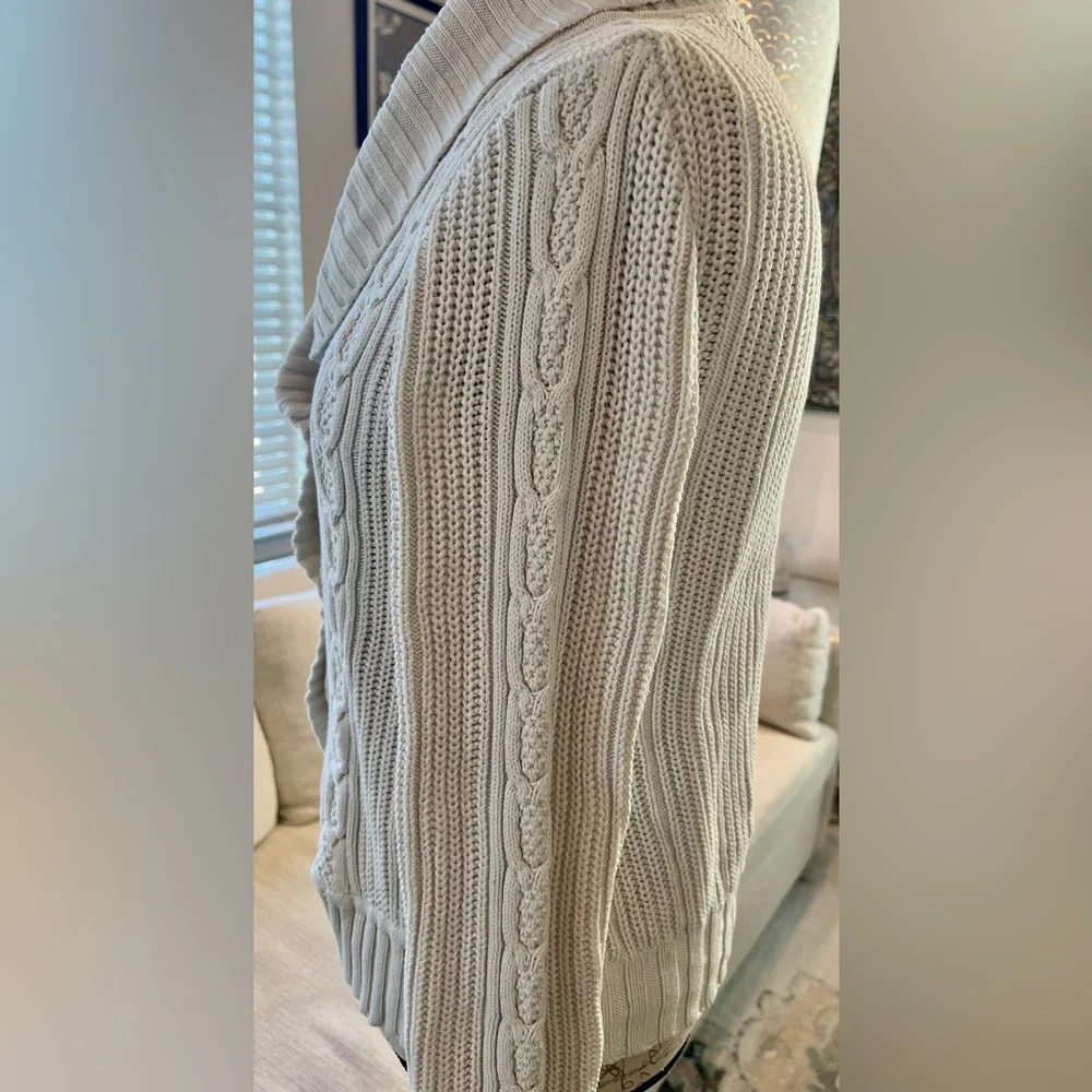 Bass Cable Knit Cream Cardigan Medium - Picture 5 of 14
